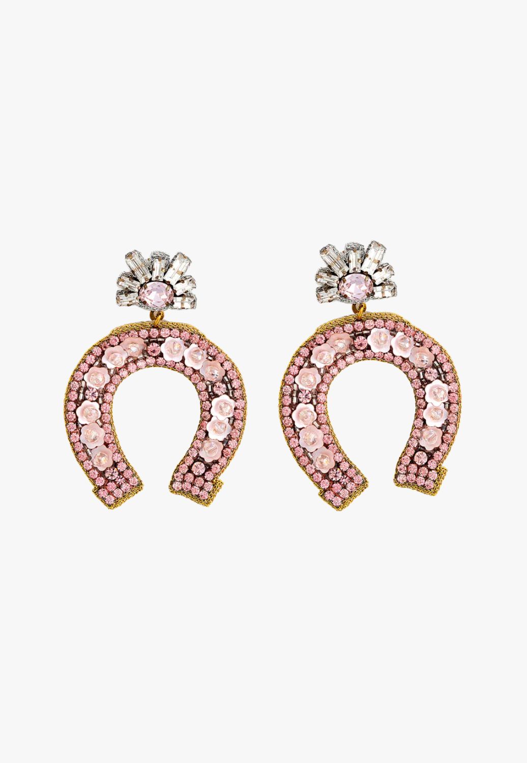 Myra Rose Quartz Horseshoe Earring
