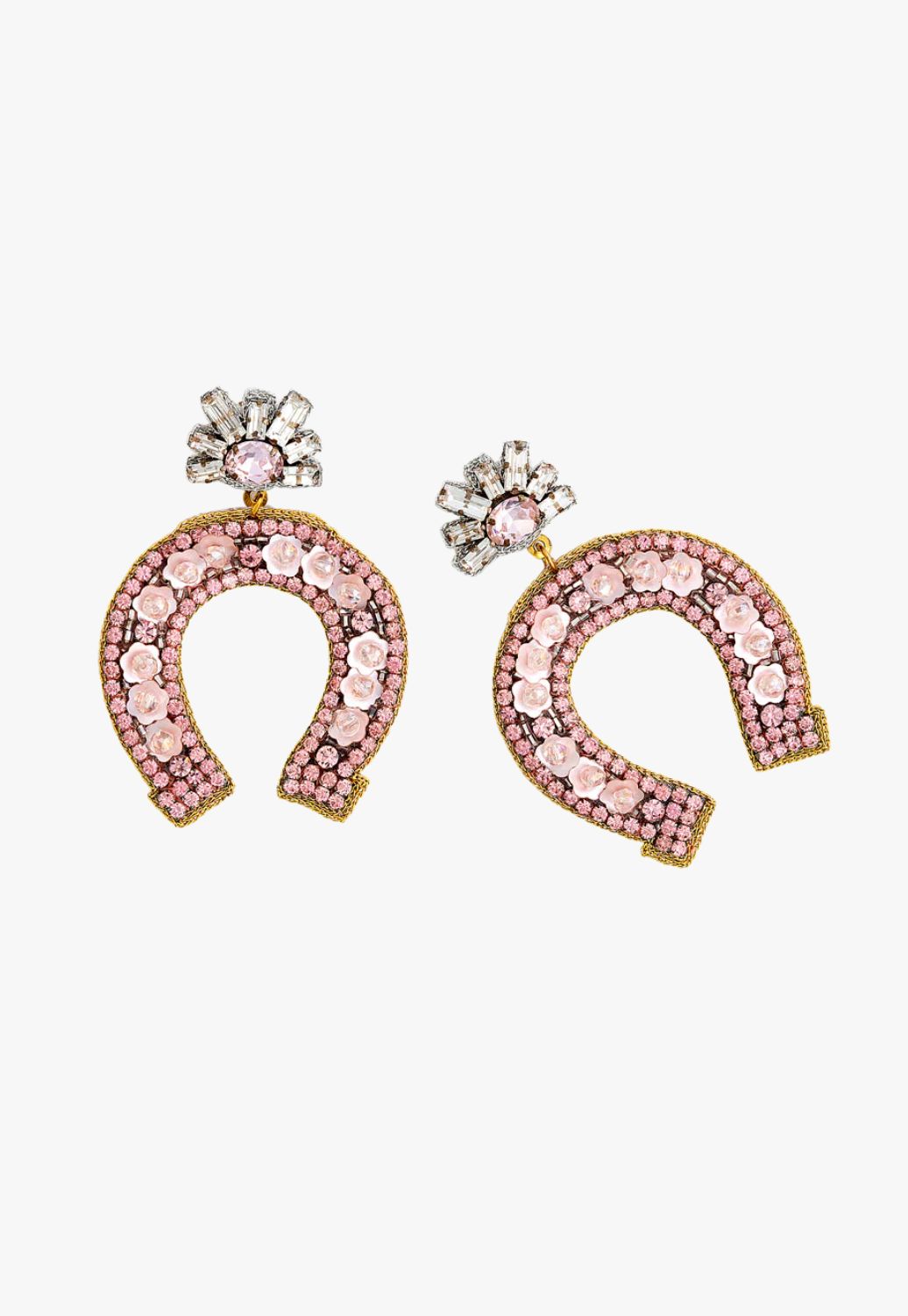 Myra Rose Quartz Horseshoe Earring