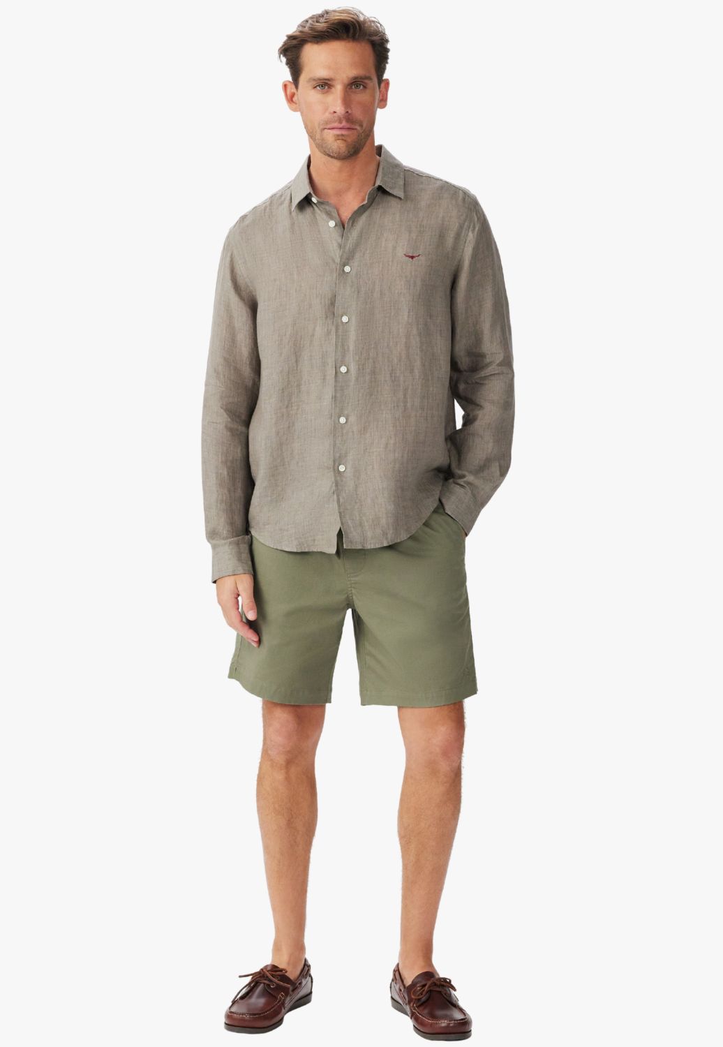 R.M. Williams Mens Newman Classic Linen Long Sleeve Shirt