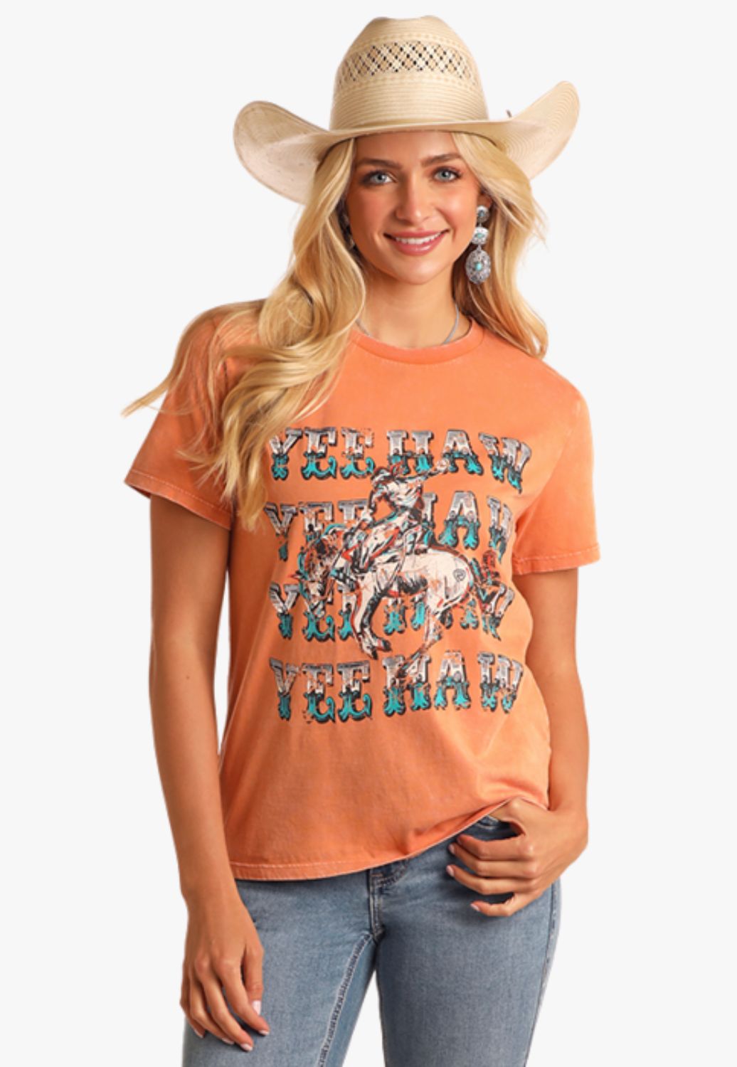 Rock and Roll Womens Yeehaw Graphic T-Shirt