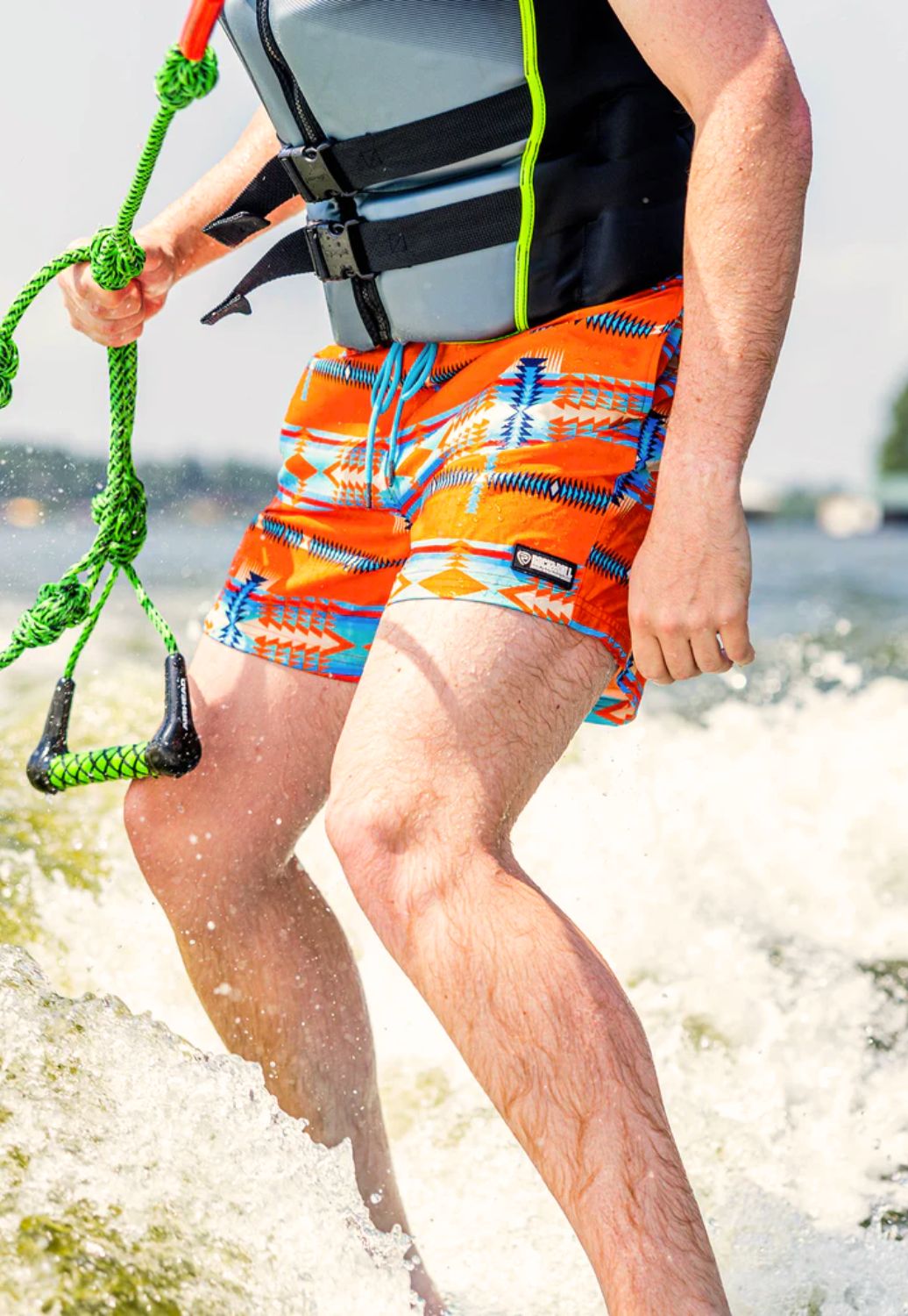 Rock and Roll Mens Aztec Print Swim Board Shorts