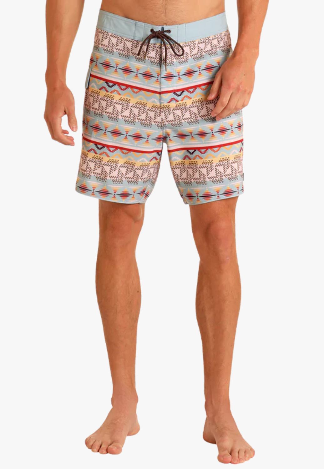 Rock and Roll Mens Aztec Print Swim Board Shorts