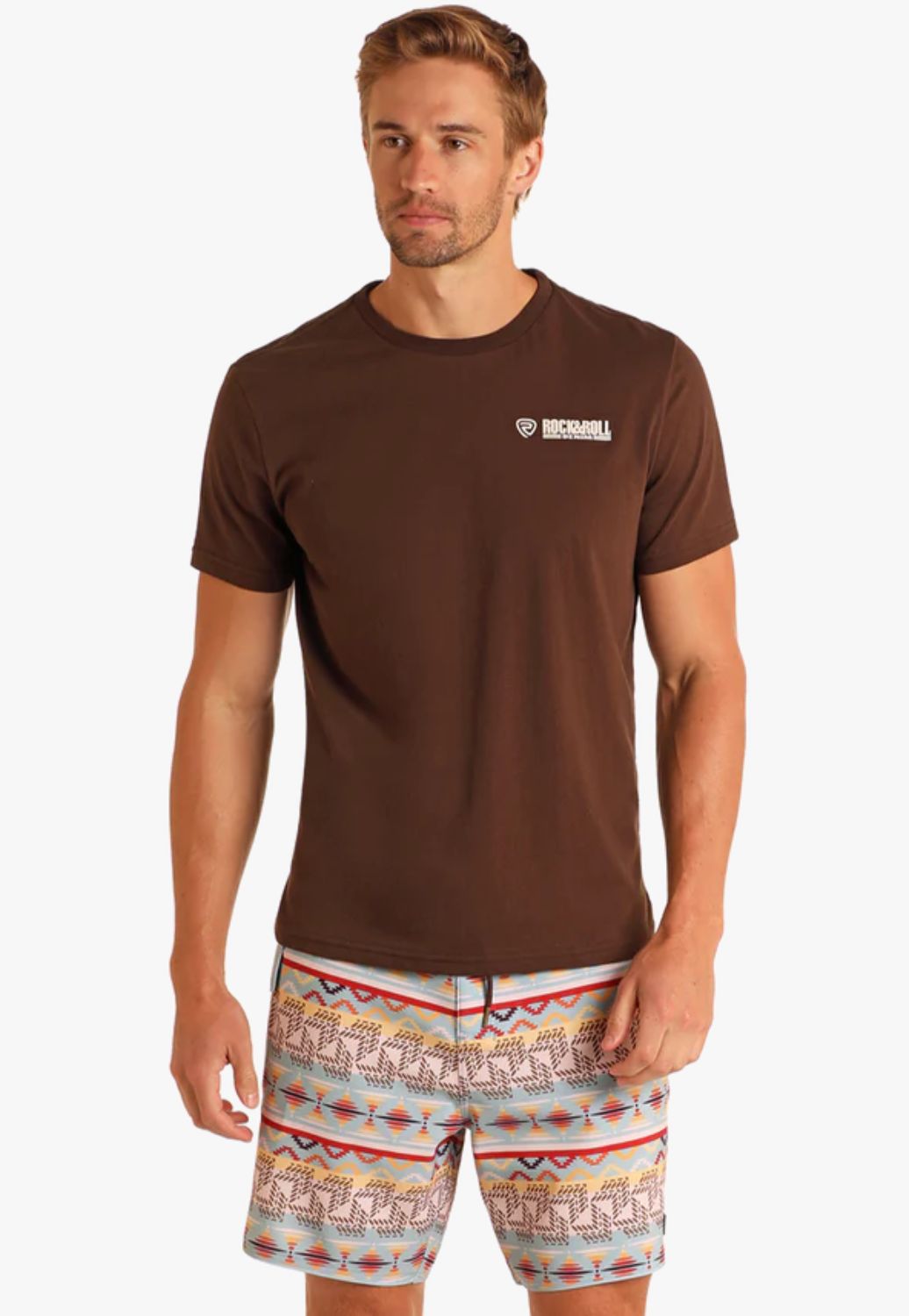 Rock and Roll Mens Aztec Print Swim Board Shorts