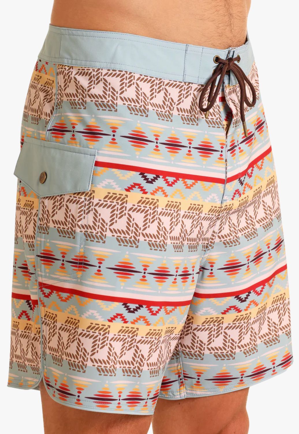 Rock and Roll Mens Aztec Print Swim Board Shorts