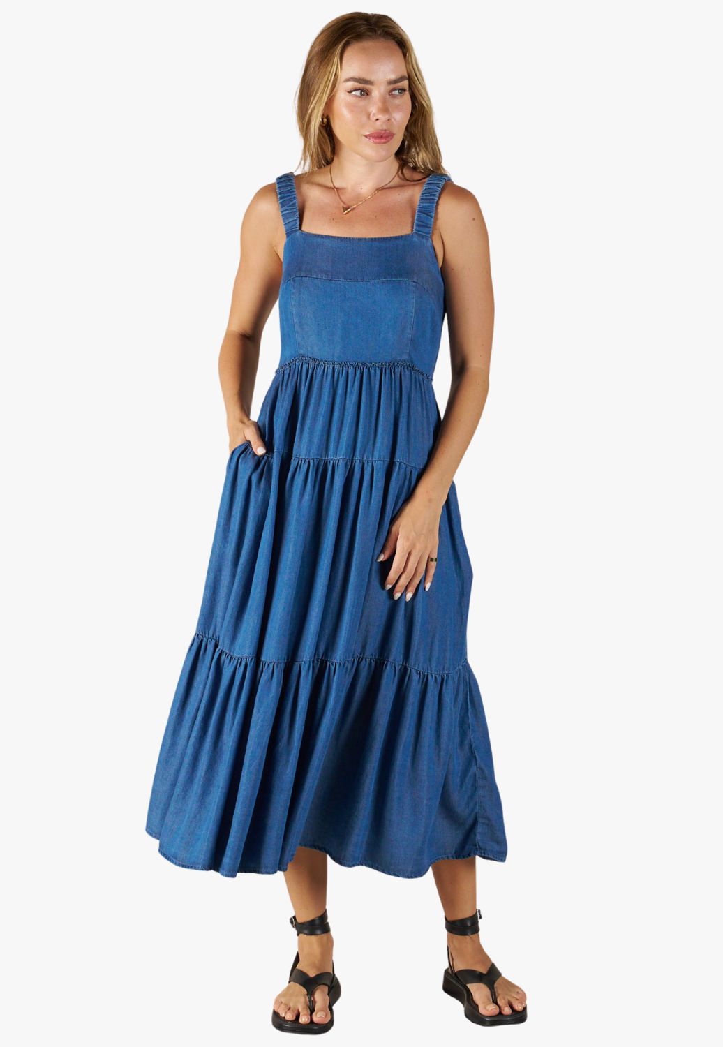 Valeria Label Womens Eden Ruched Midi Dress