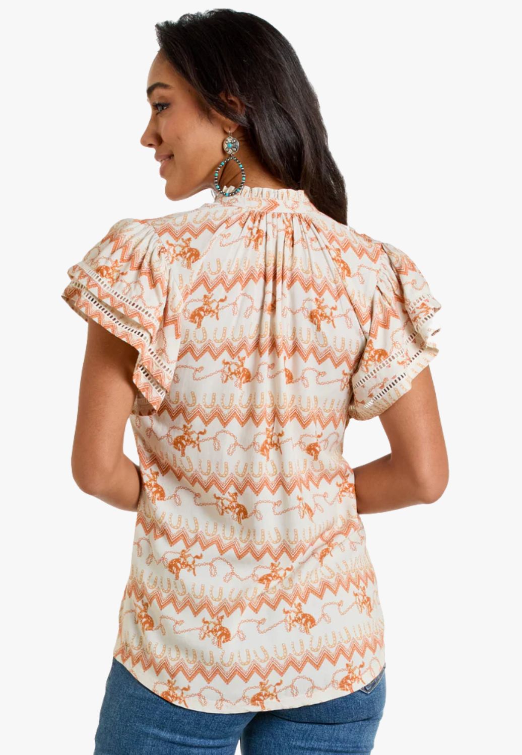 Panhandle Womens Flutter Sleeve Top