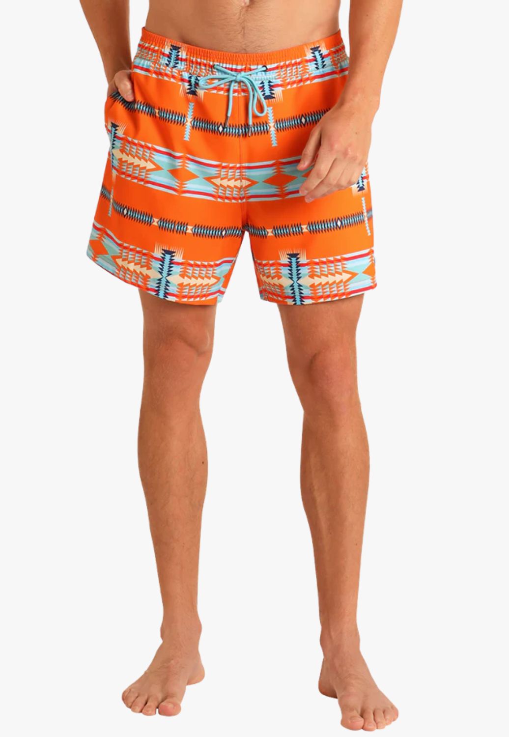 Rock and Roll Mens Aztec Print Swim Board Shorts