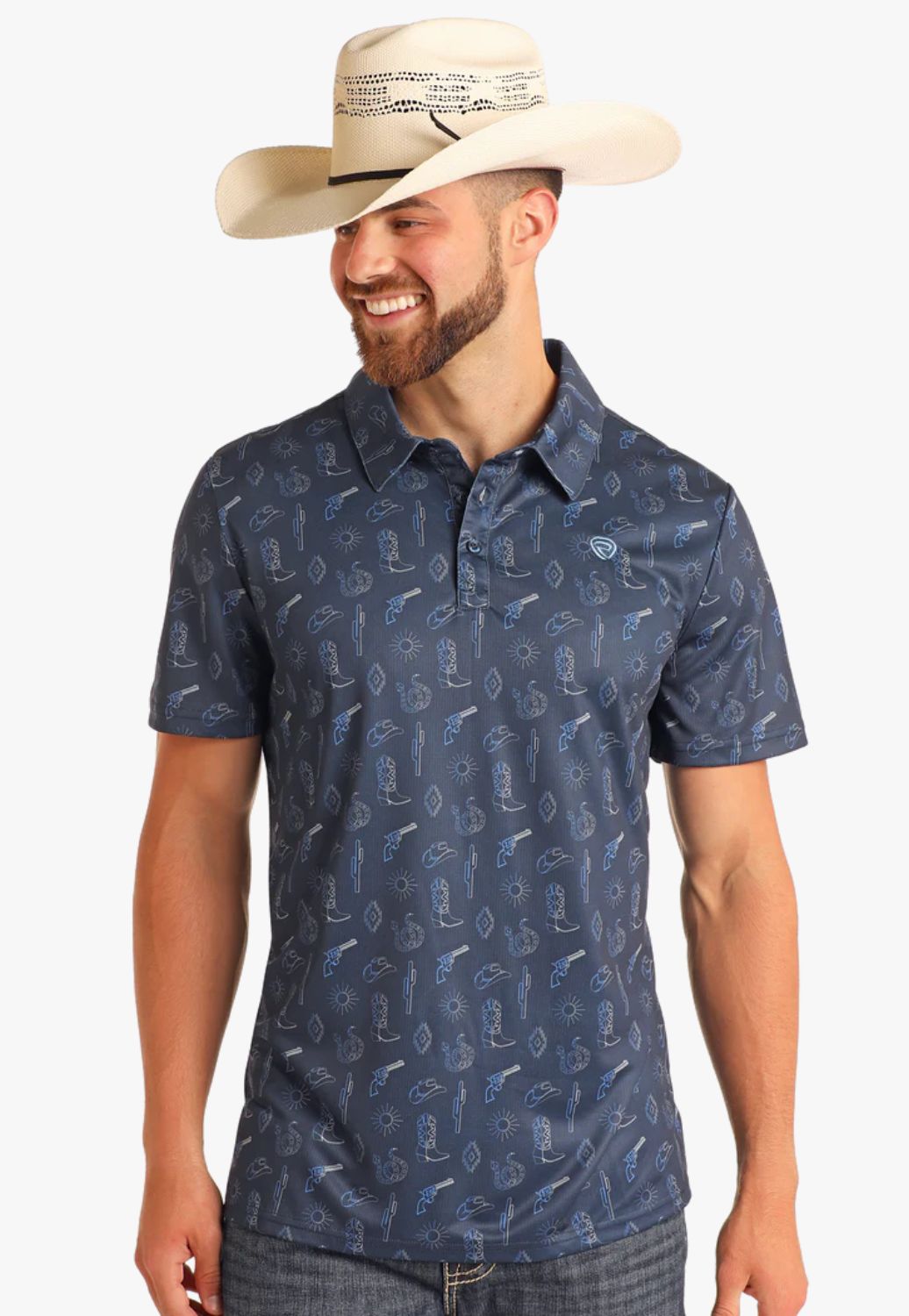 Rock and Roll Mens Conversational Printed Polo
