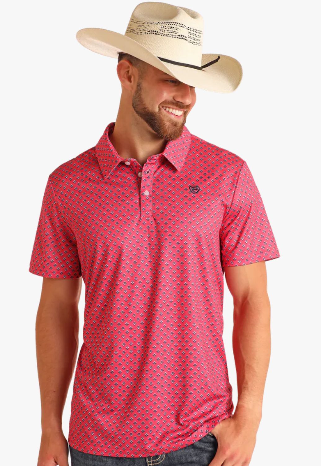 Rock and Roll Mens Geo Printed Polo