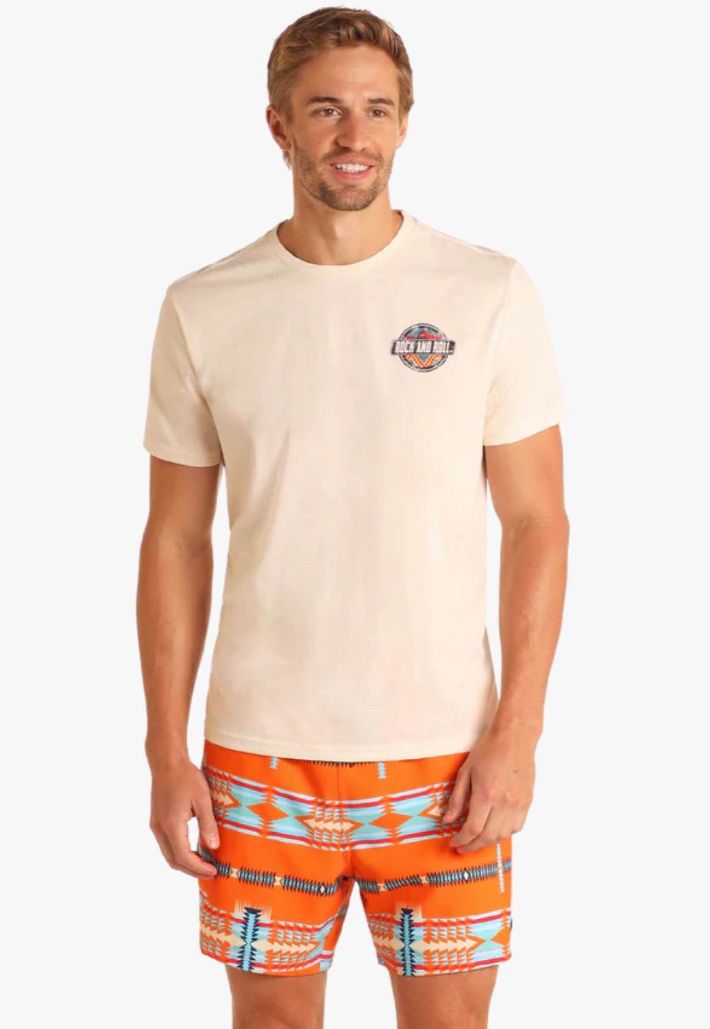 Rock and Roll Mens Aztec Print Swim Board Shorts