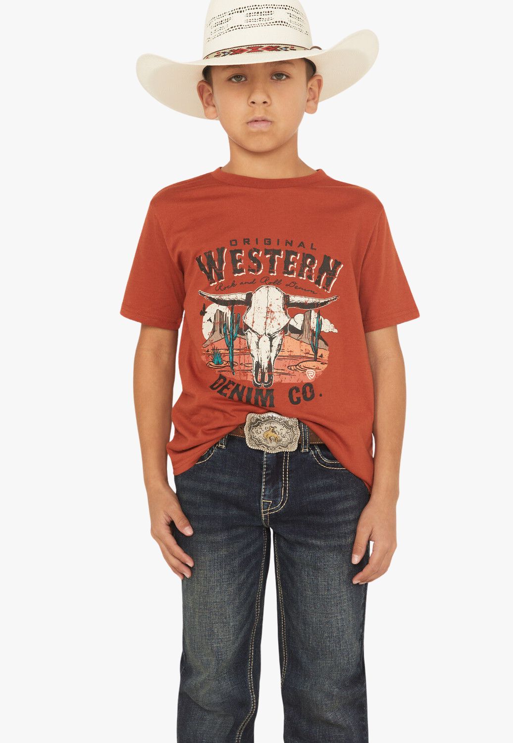 Rock and Roll Boys Longhorn Skull Graphic T-Shirt