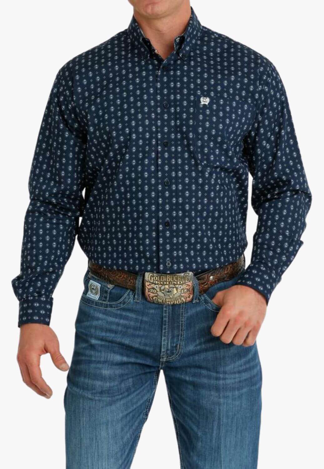 Cinch Mens Geometric Print Long Sleeve Shirt