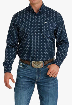 Cinch Mens Geometric Print Long Sleeve Shirt