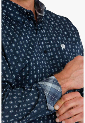 Cinch Mens Geometric Print Long Sleeve Shirt