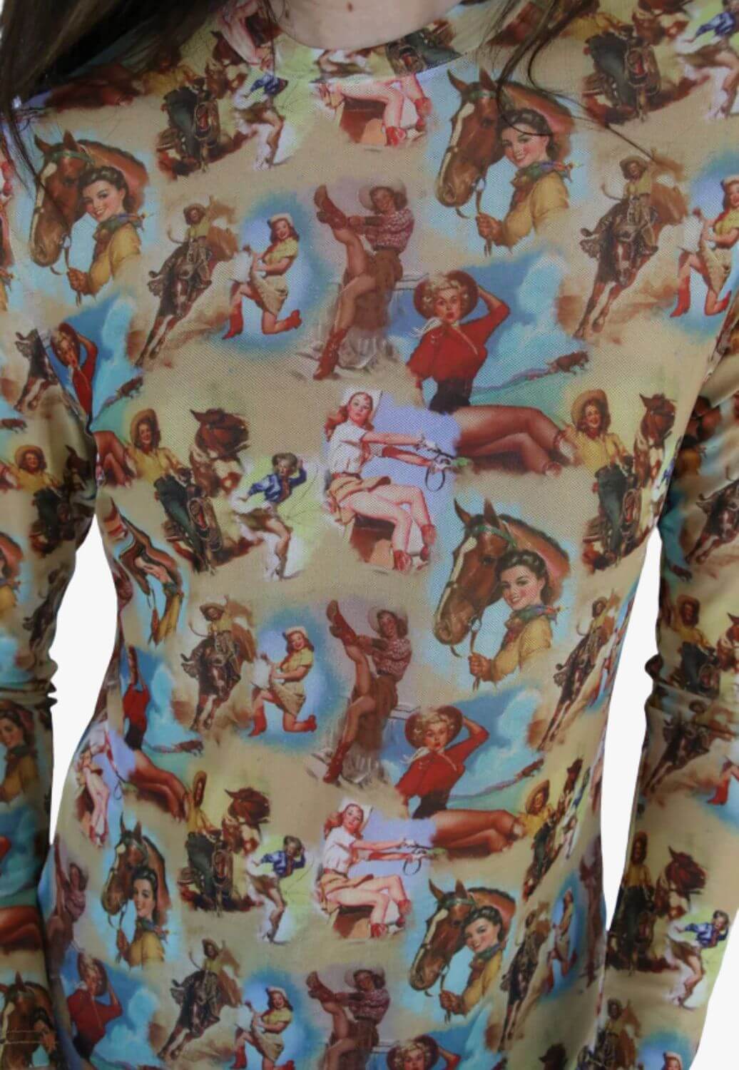 Turquoise Haven Vintage Cowgirl Mesh Top