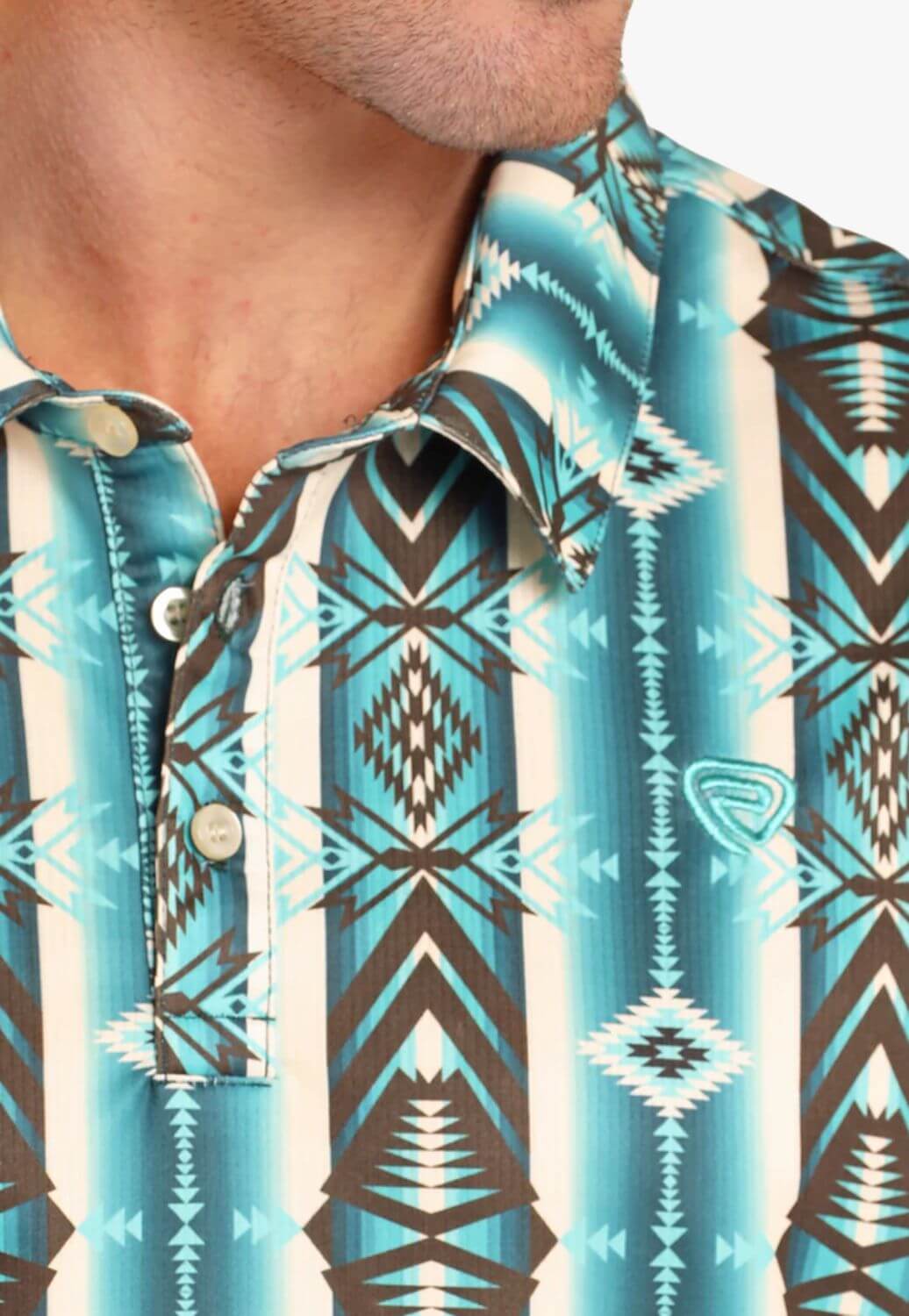 Rock & Roll Mens Striped Aztec Polo