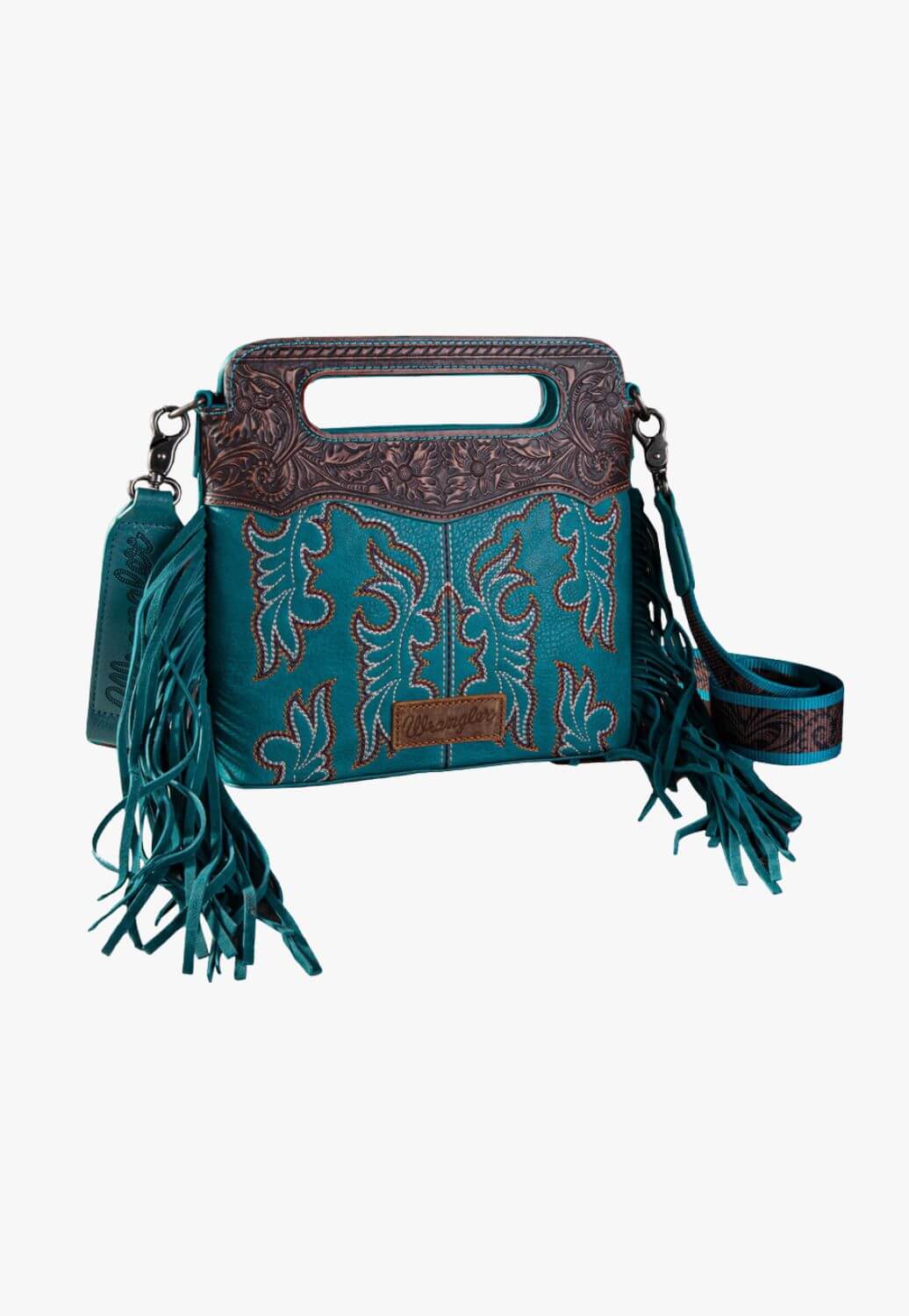 Wrangler Womens Embroided Fringe Crossbody Bag