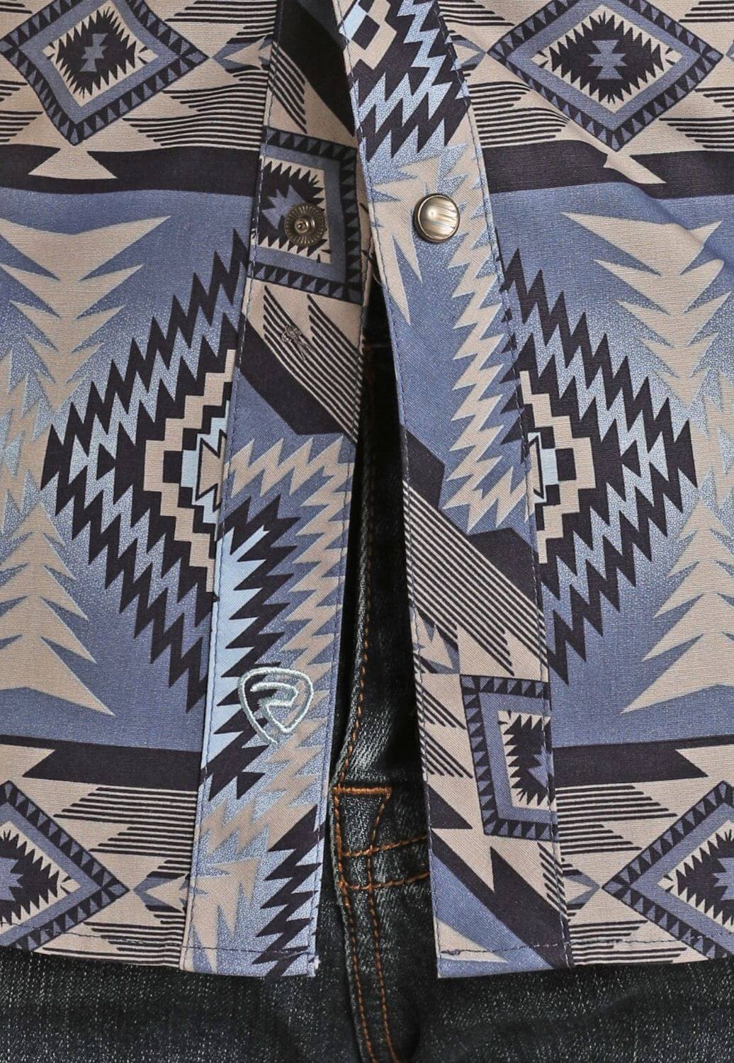 Rock and Roll Mens Aztec Pearl Snap Long Sleeve Shirt