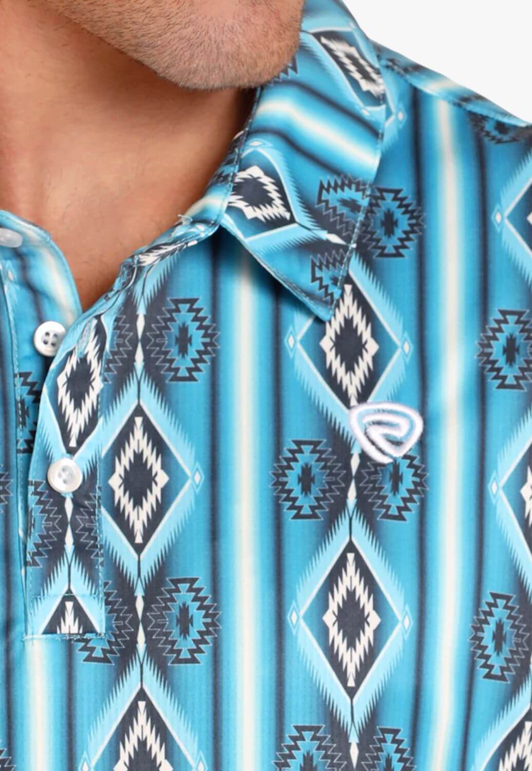 Rock & Roll Mens Striped Aztec Polo