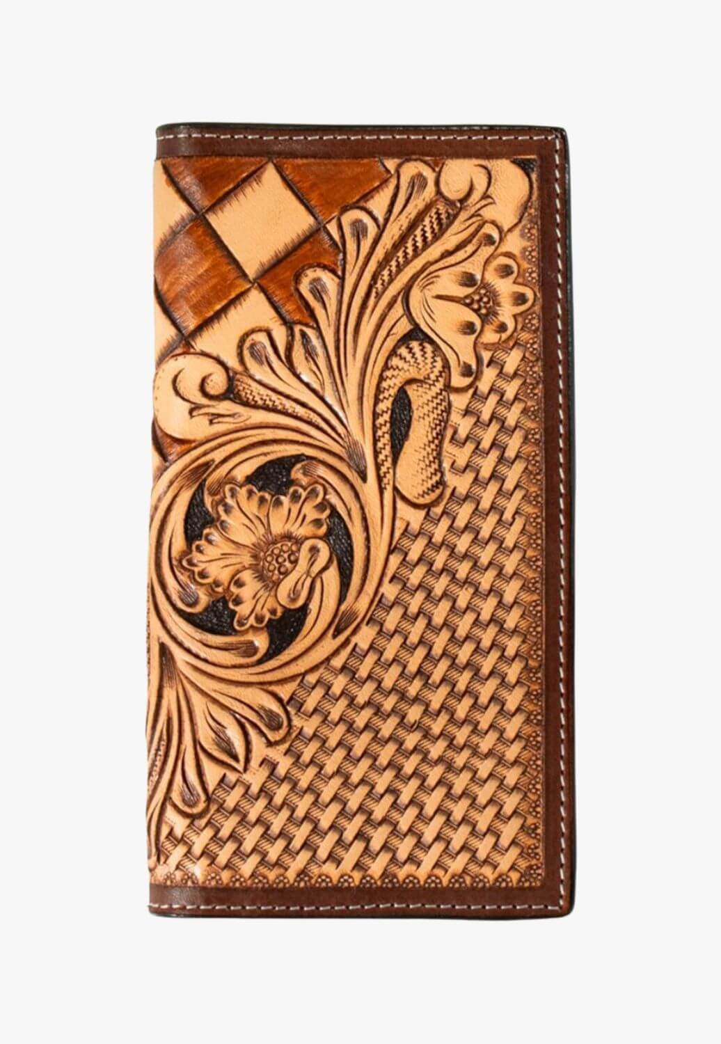 3D Mens Rodeo Style Hand Tooled Floral Wallet