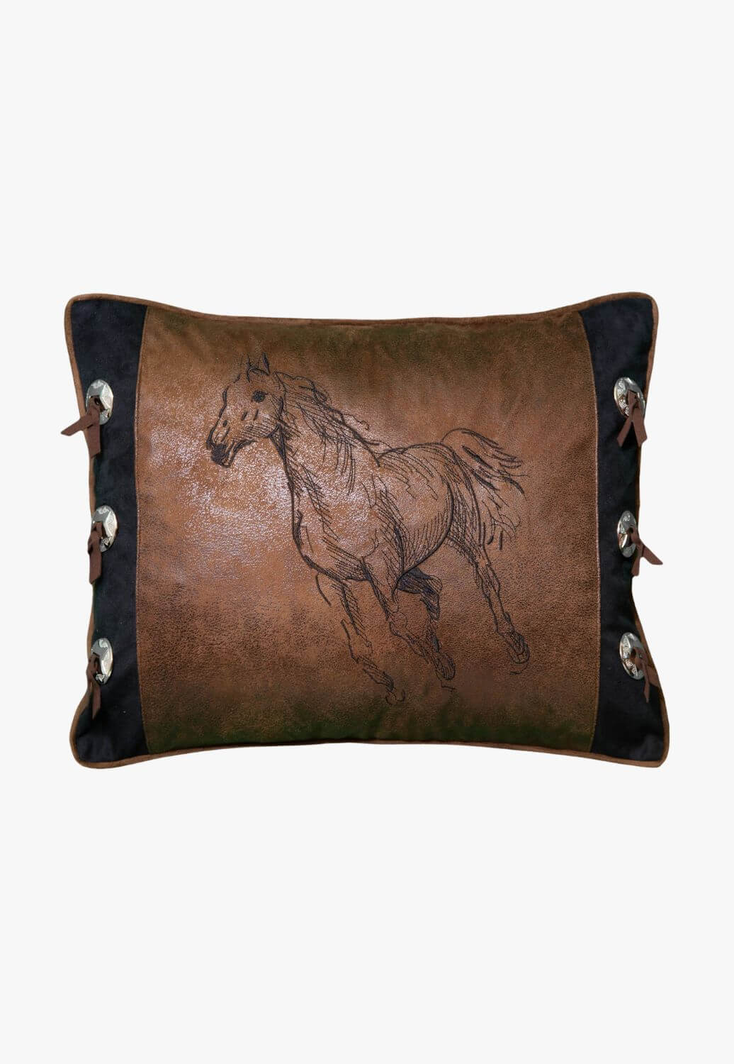 Wrangler Embroidered Black Horse Pillow