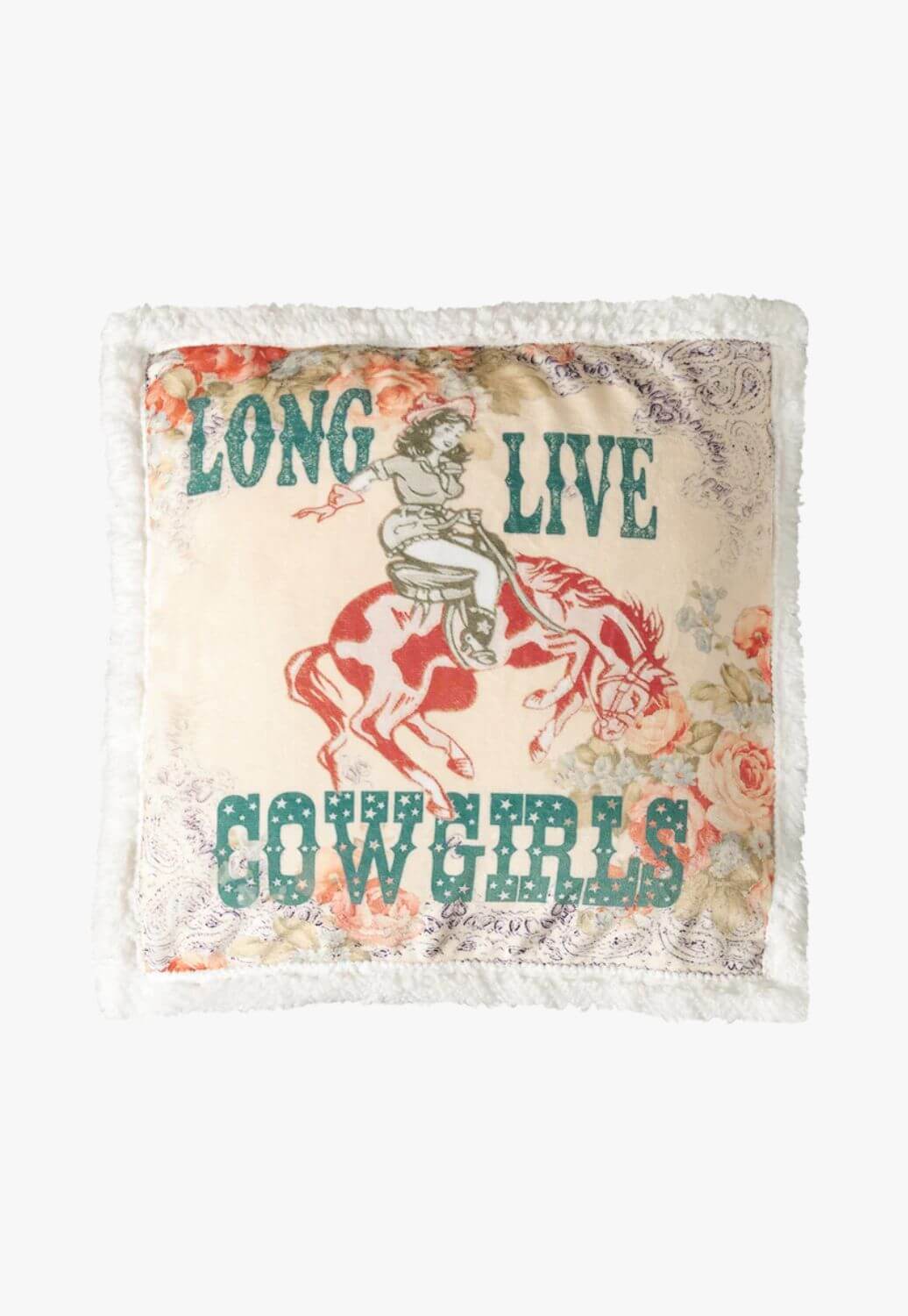 Long Live Cowgirls Campfire Sherpa Pillow