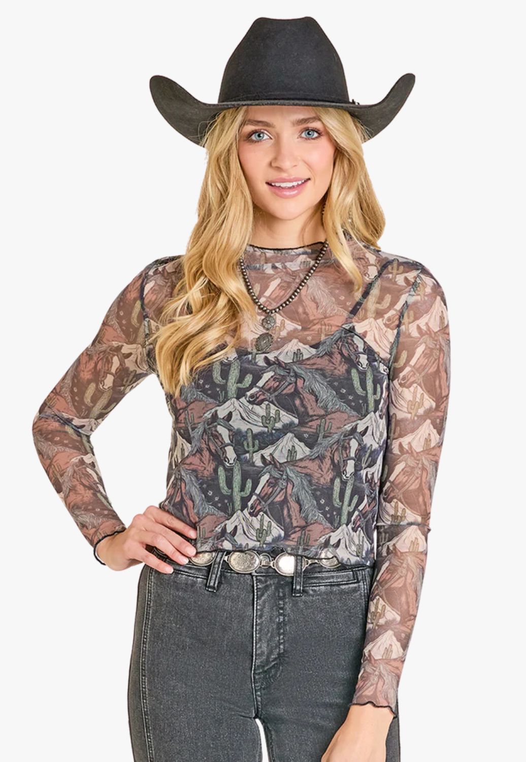 Rock &amp; Roll Womens Sheer Blouse