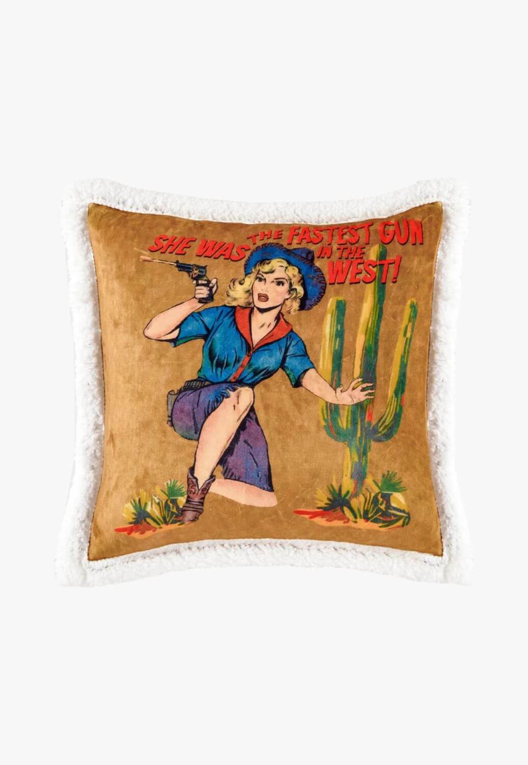 Gunslinger Campfire Sherpa Pillow