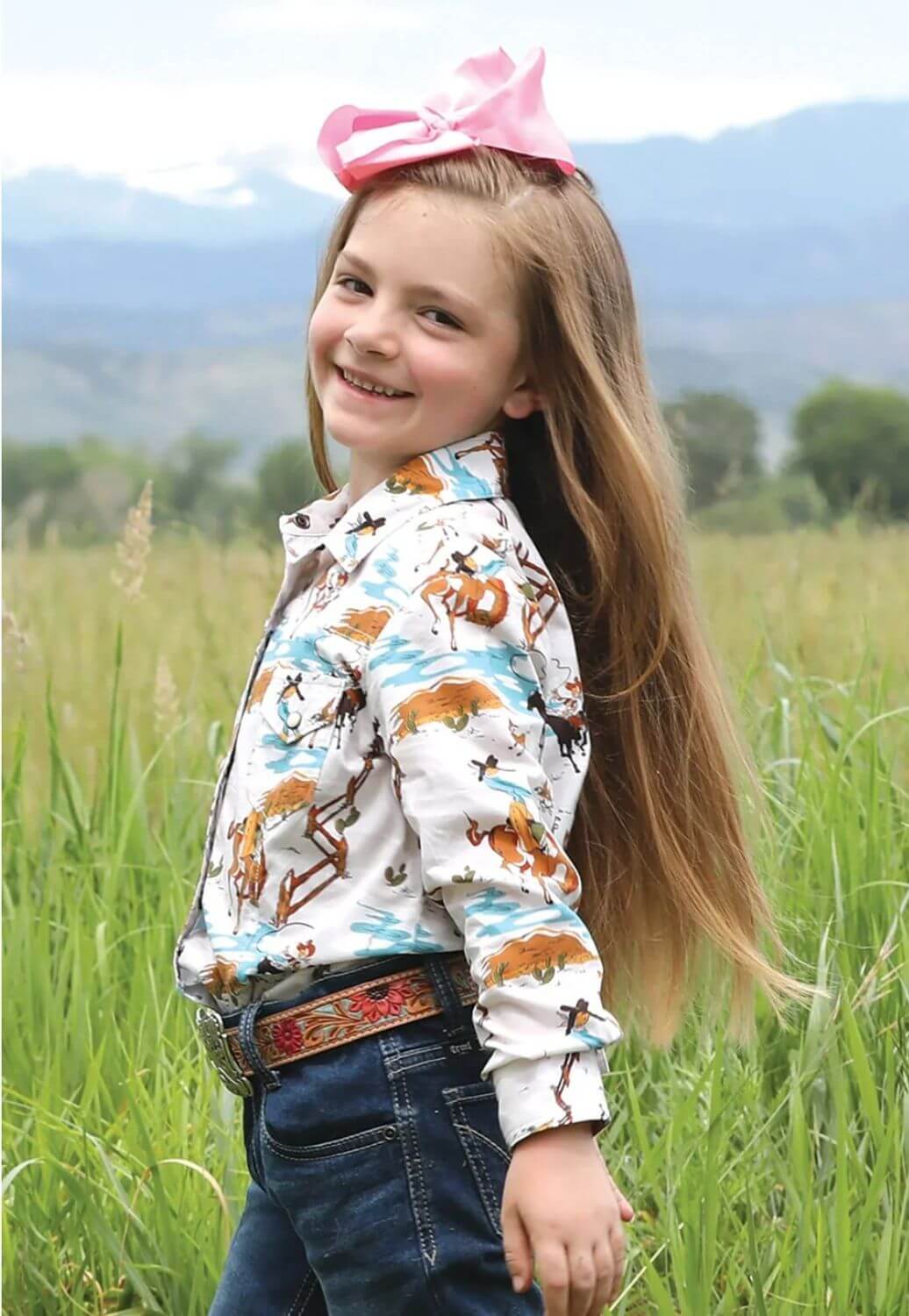 Cruel Girl Girls Cowgirl Print Long Sleeve Shirt