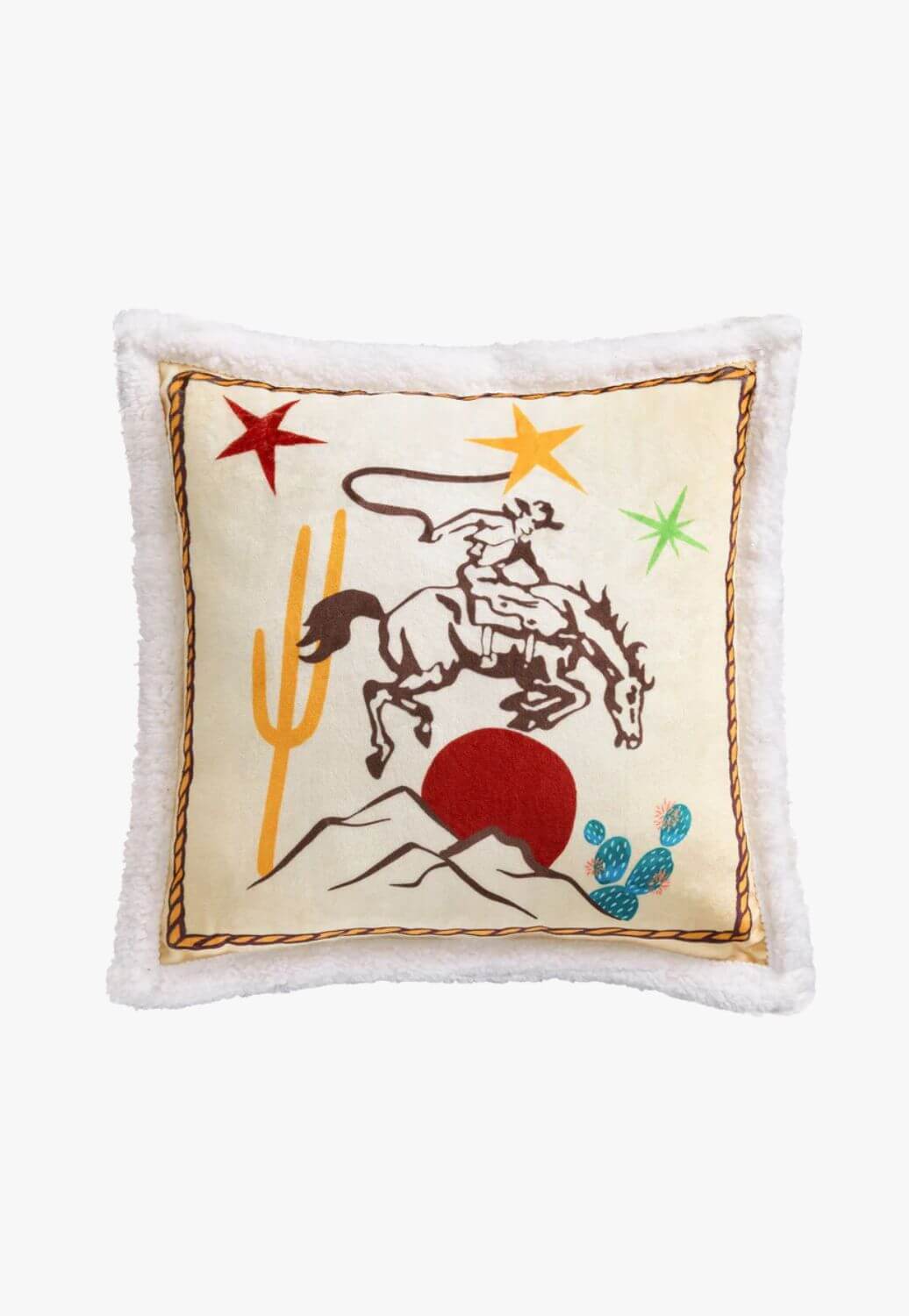Desert Rider Campfire Sherpa Pillow