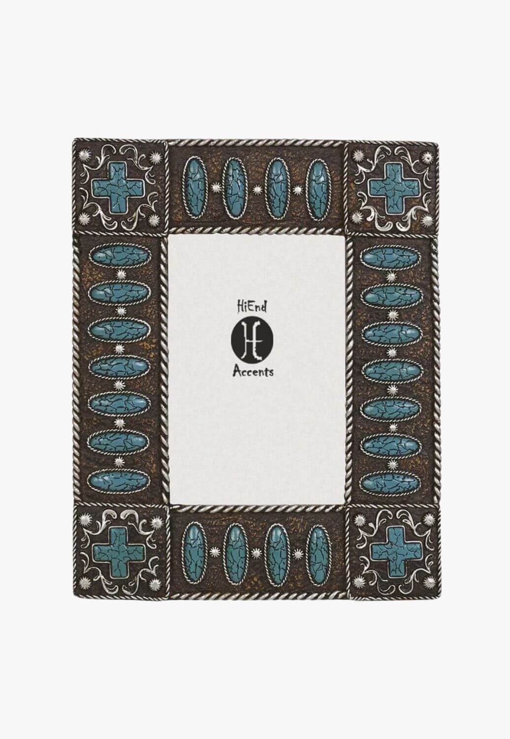 Turquoise Stones Cross Picture Frame