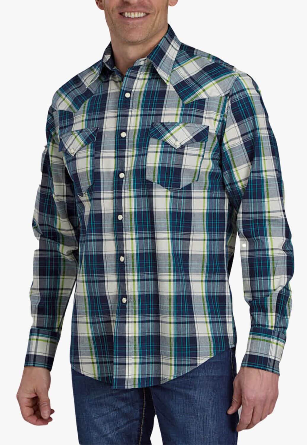roper dress shirts Roper Men's L/S Teal Geo Print Stretch Button Shirt