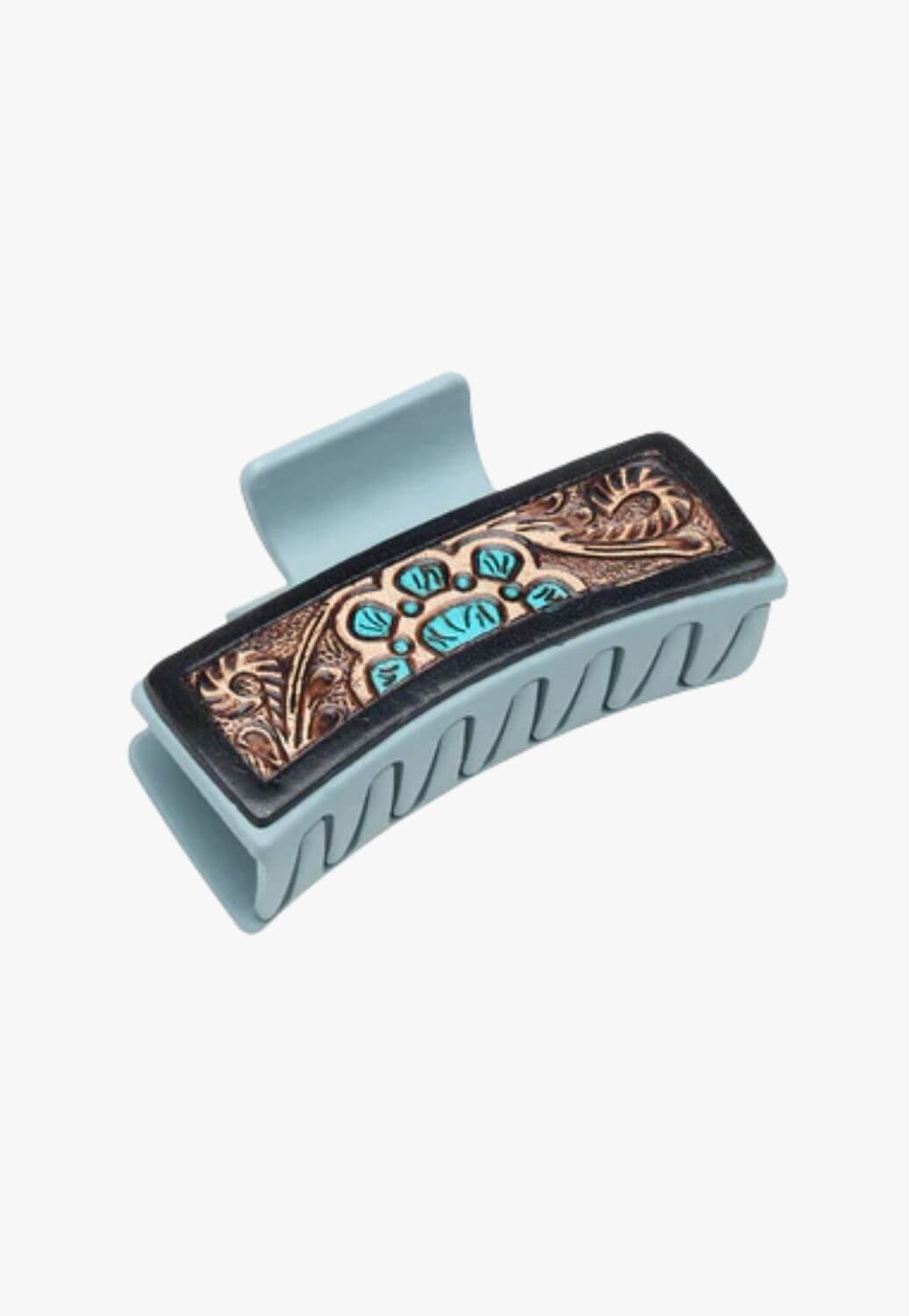 Myra Cactus Bloom Ridge Hair Comb Clip - Hand-Tooled
