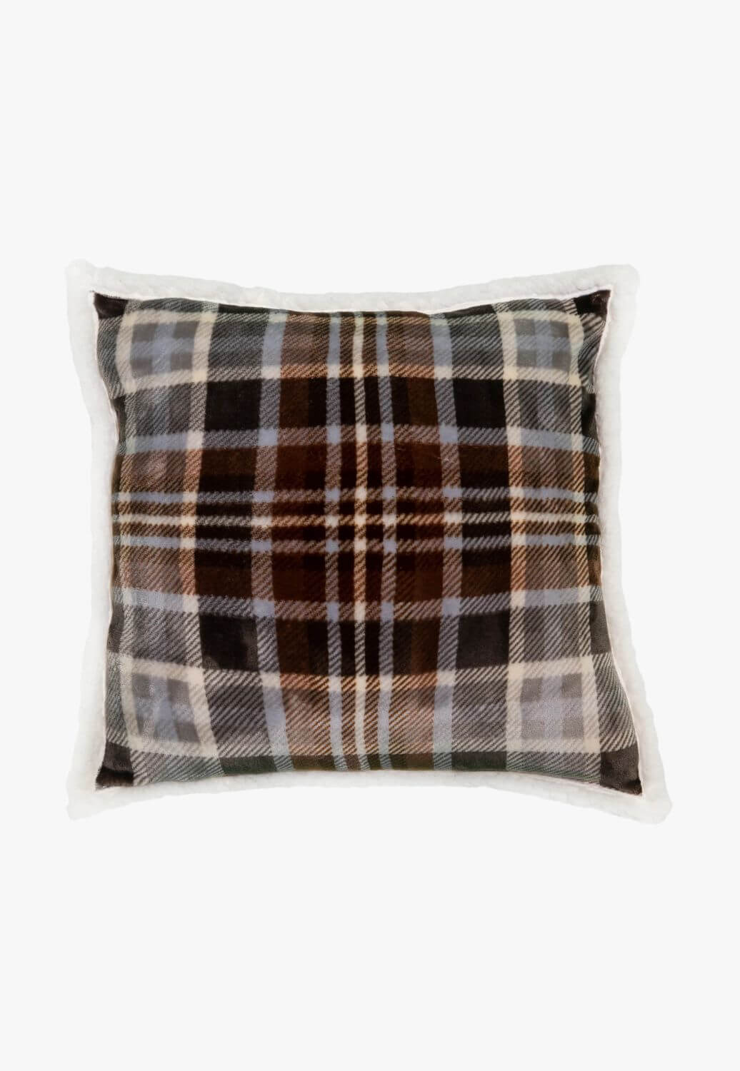 Carstens Grey & Chestnut Plaid Plush Pillow