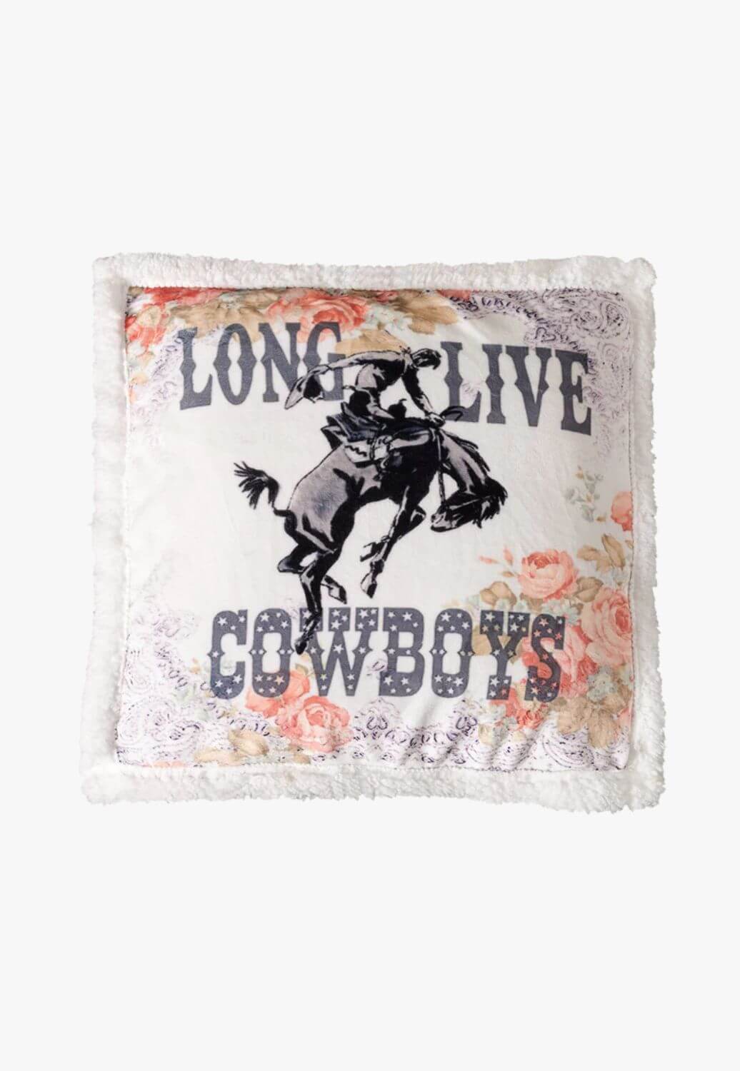 Long Live Cowboys Campfire Sherpa Pillow