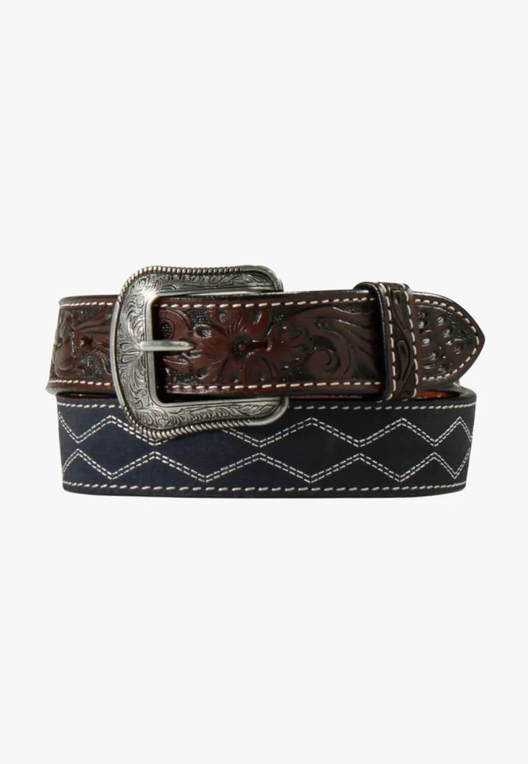 3D Mens Boot Stitch Roughout Belt