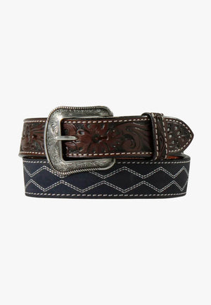 3D Mens Boot Stitch Roughout Belt