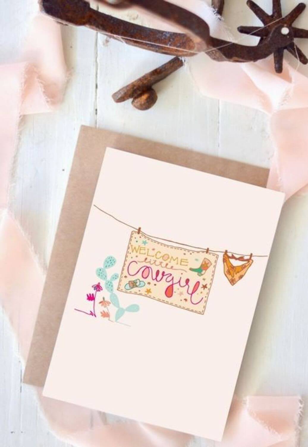 Tirzah Western Baby Girl Baby Shower Card