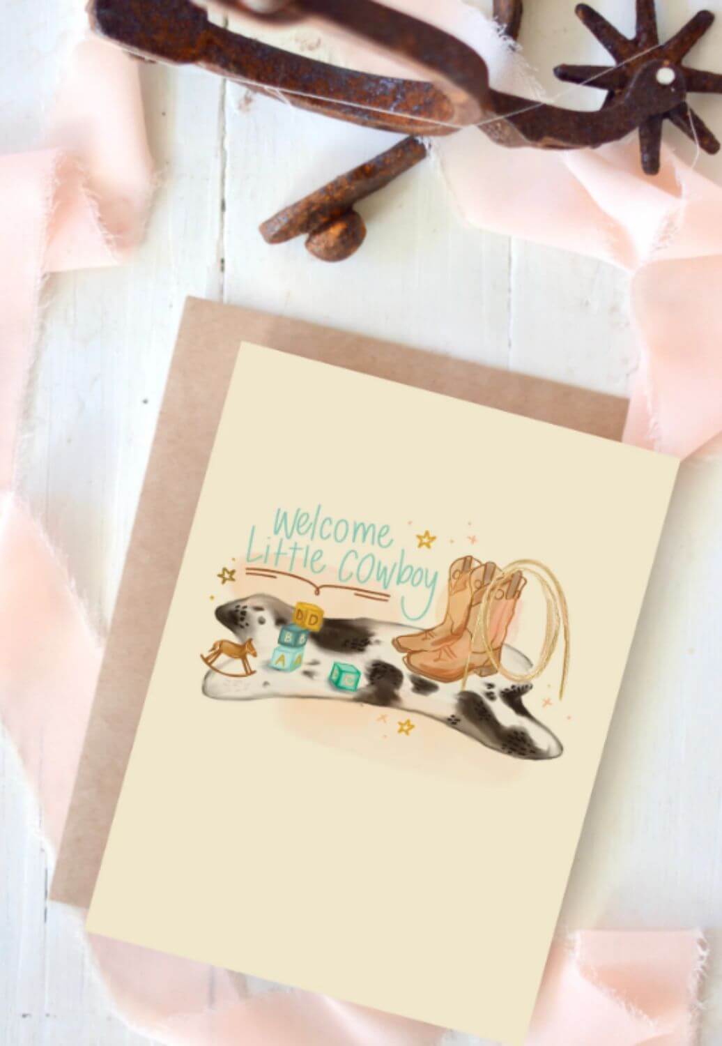 Tirzah Welcome Little Cowboy Baby Card