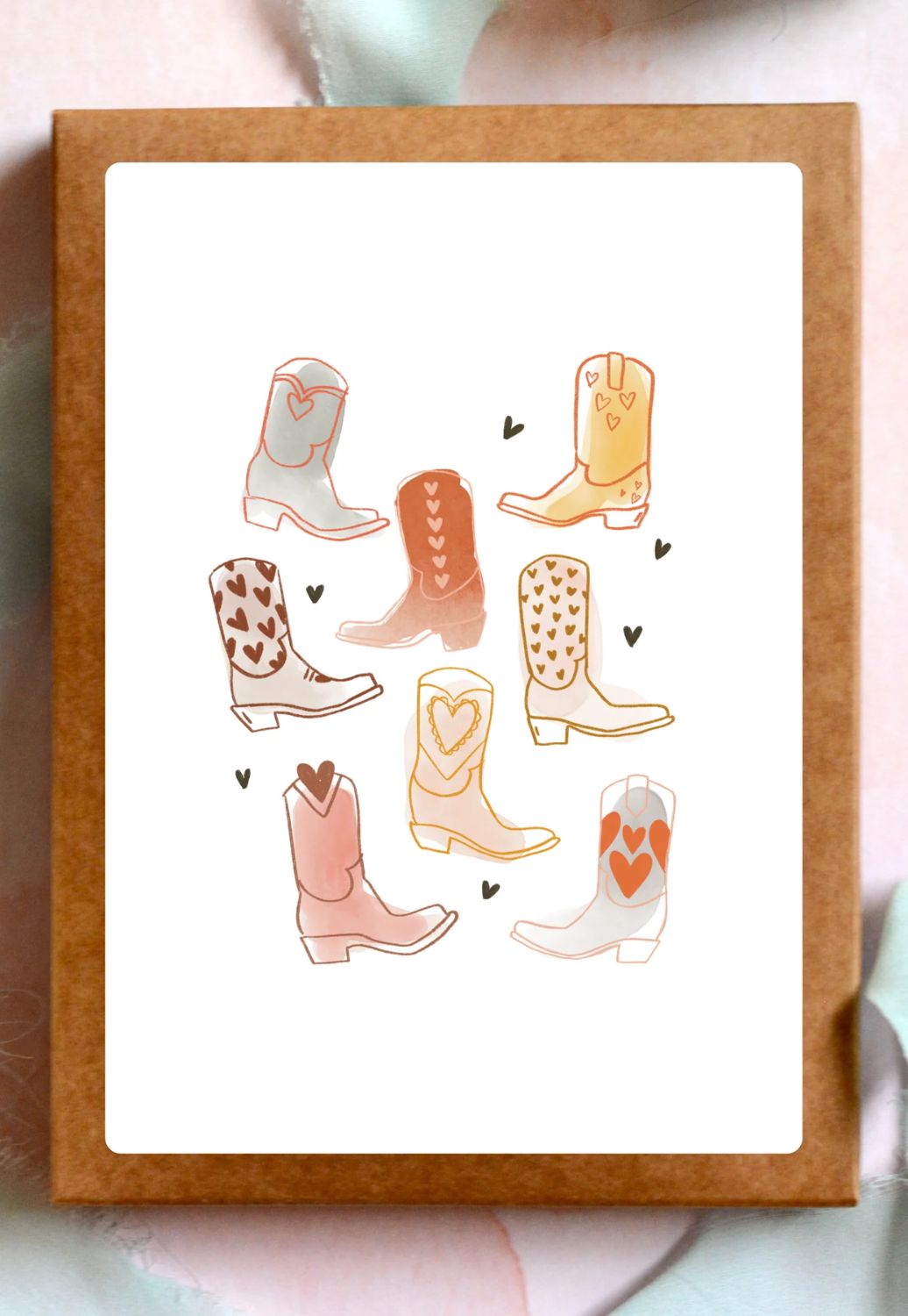 Tirzah Vintage Cowboy Boot with Hearts Card Set