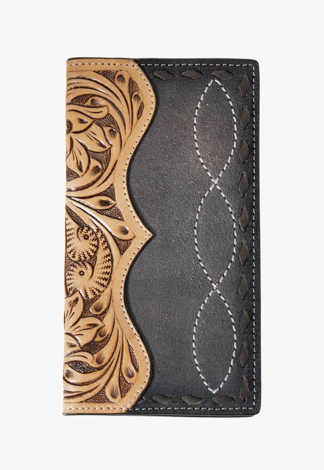 3D Mens Floral Hand Tooled Buck Lace Wallet