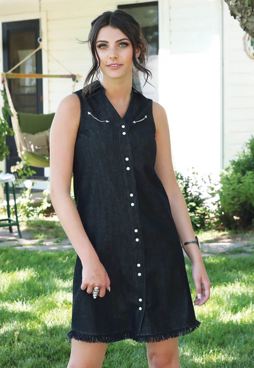 womens chambray dress Button Down Midi Cruel Girl Womens Chambray Dress-