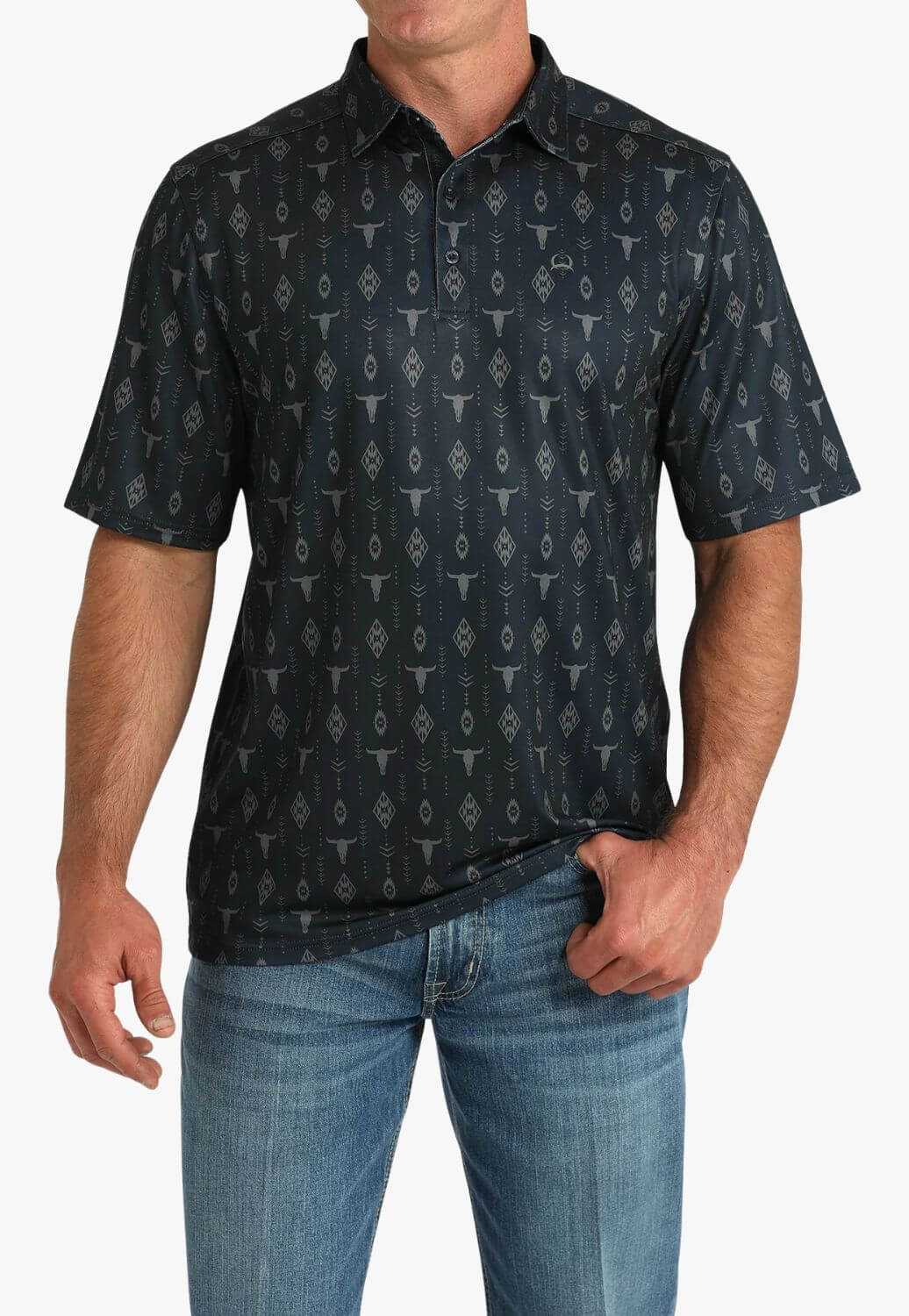 Cinch Mens Skull Polo