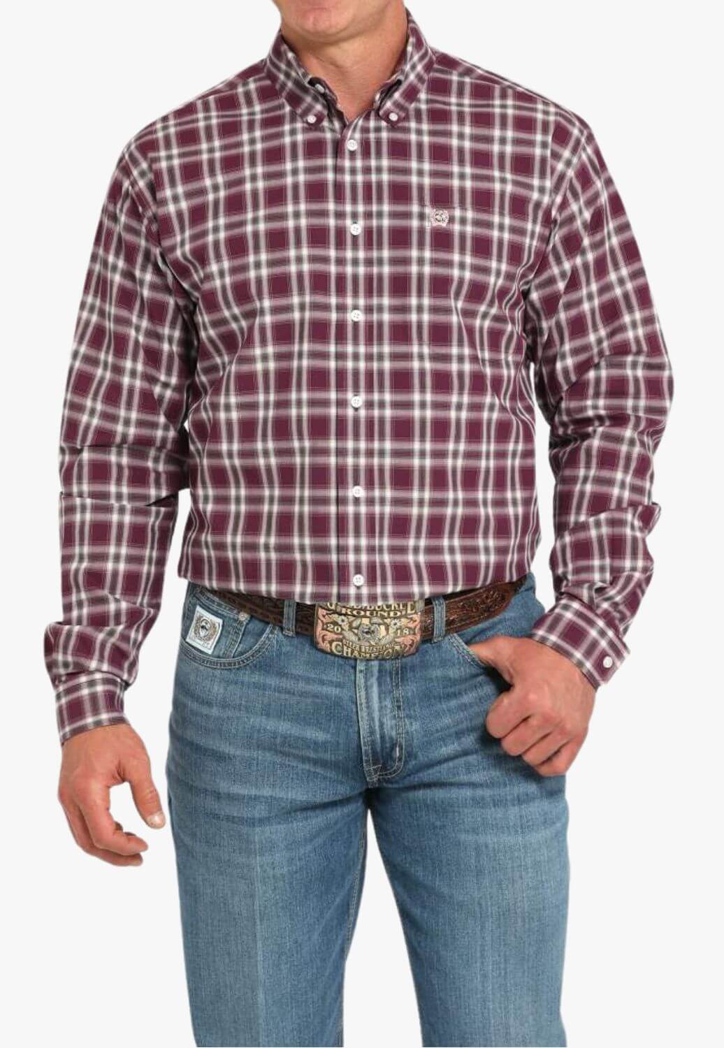 Cinch Mens Plaid Long Sleeve Shirt