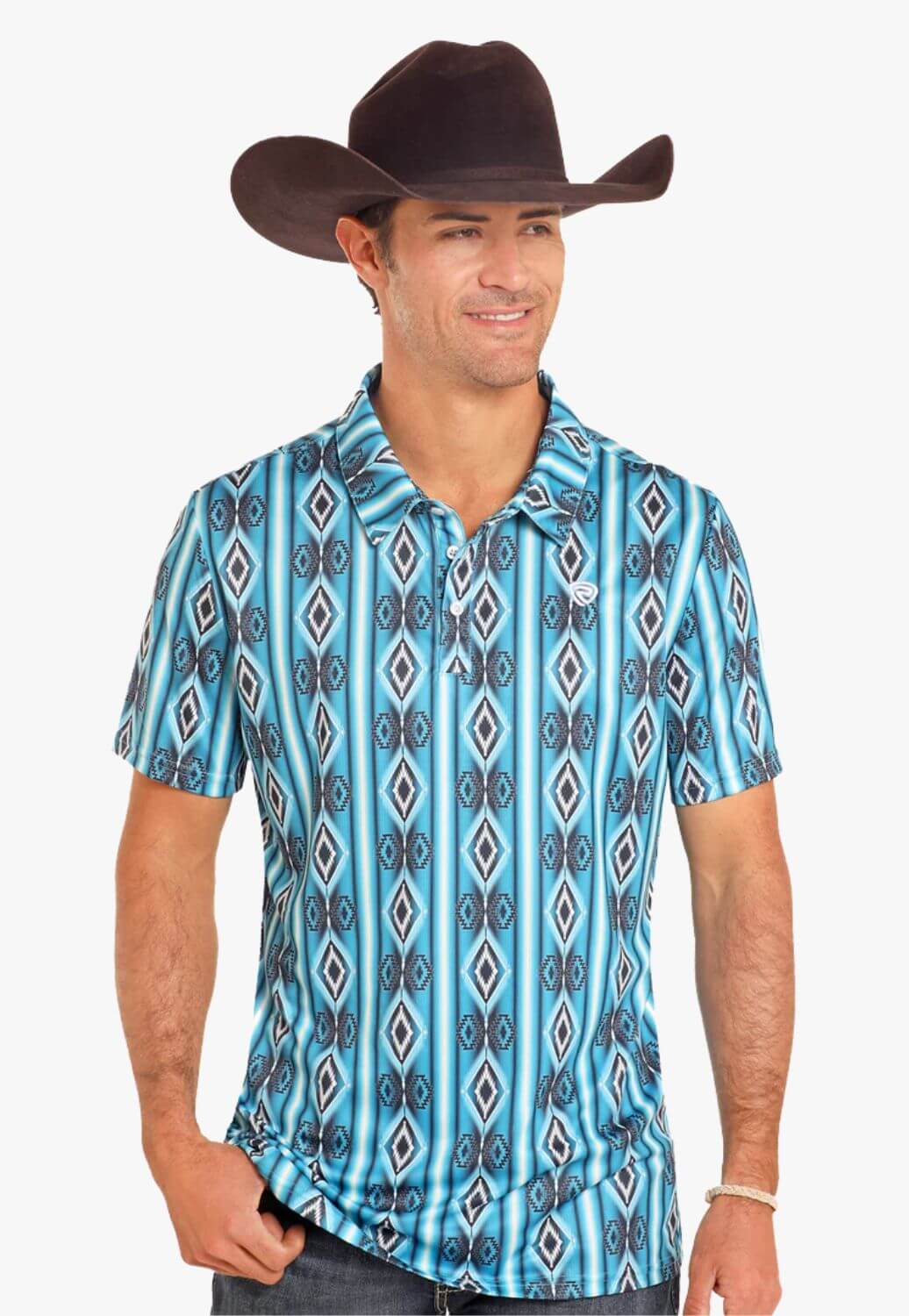 Rock & Roll Mens Striped Aztec Polo