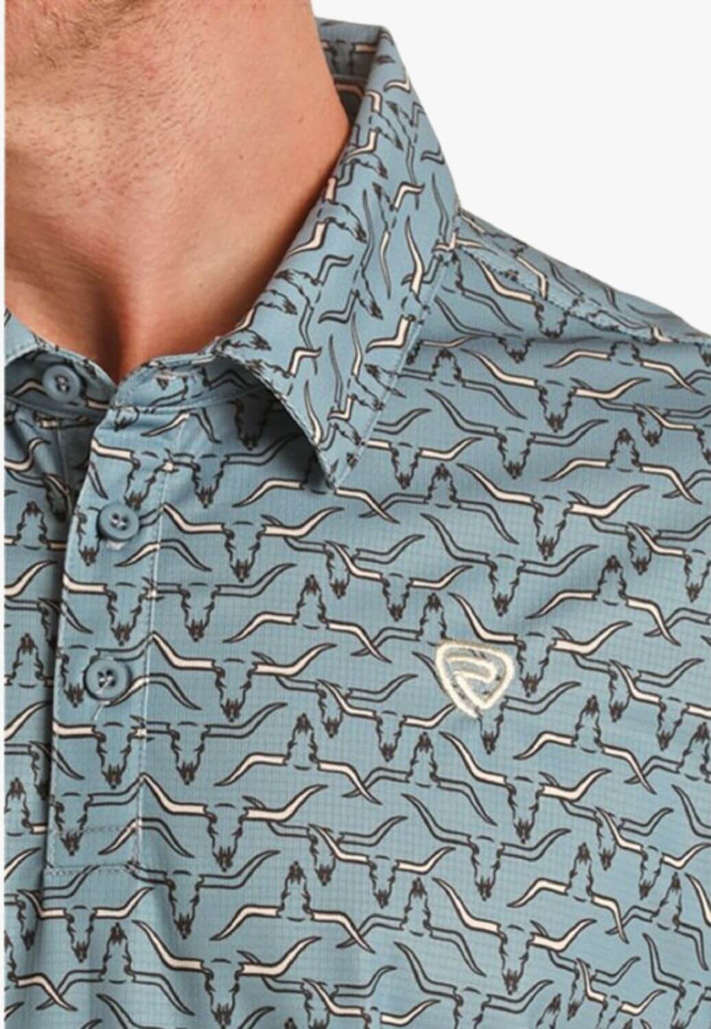 Rock & Roll Mens Short Sleeve Longhorn Printed Polo