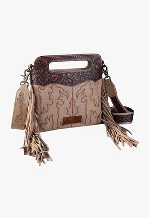 Wrangler Womens Embroided Fringe Crossbody Bag