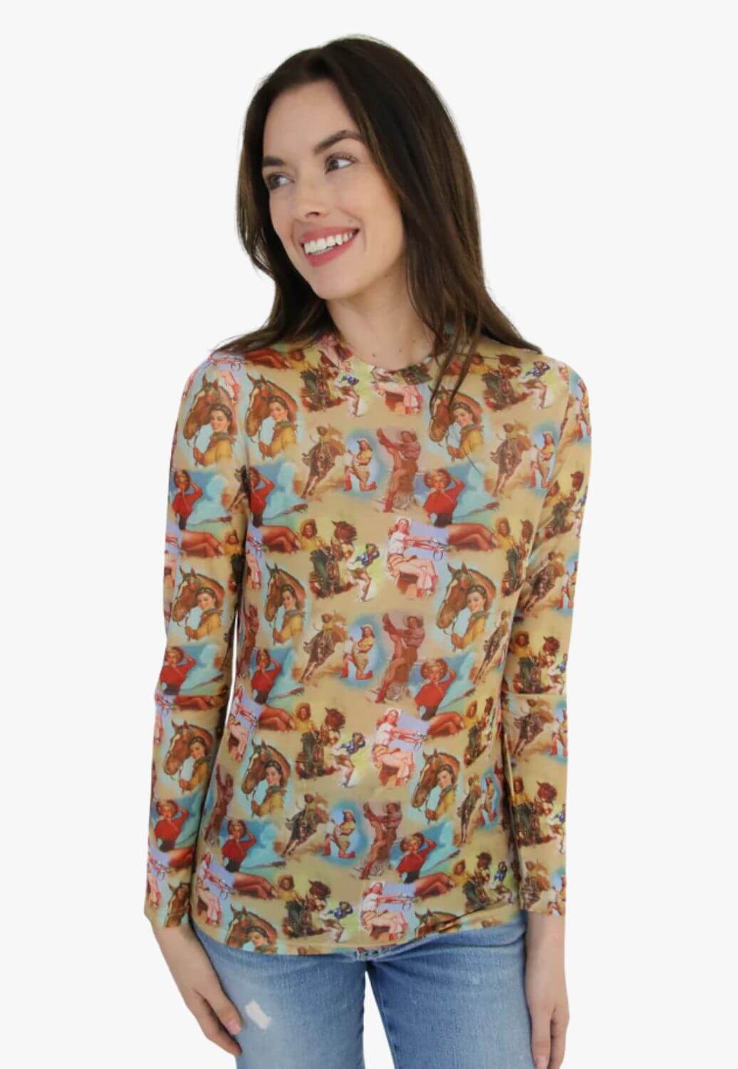 Turquoise Haven Vintage Cowgirl Mesh Top