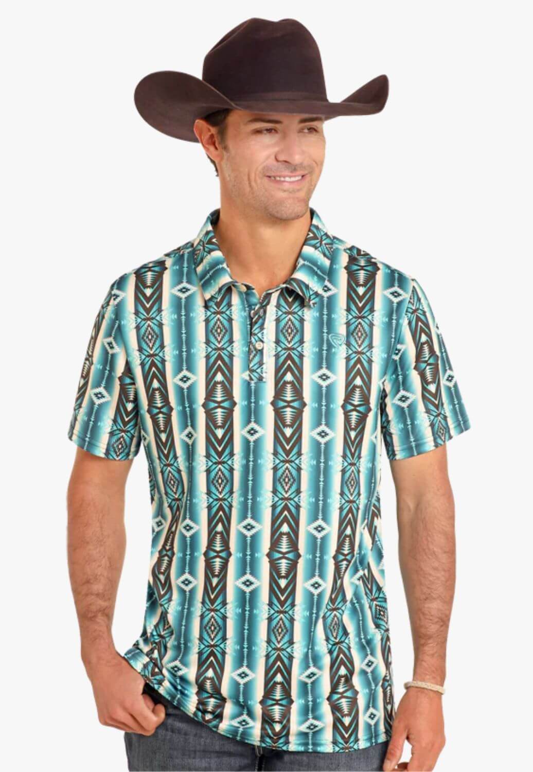 Rock & Roll Mens Striped Aztec Polo