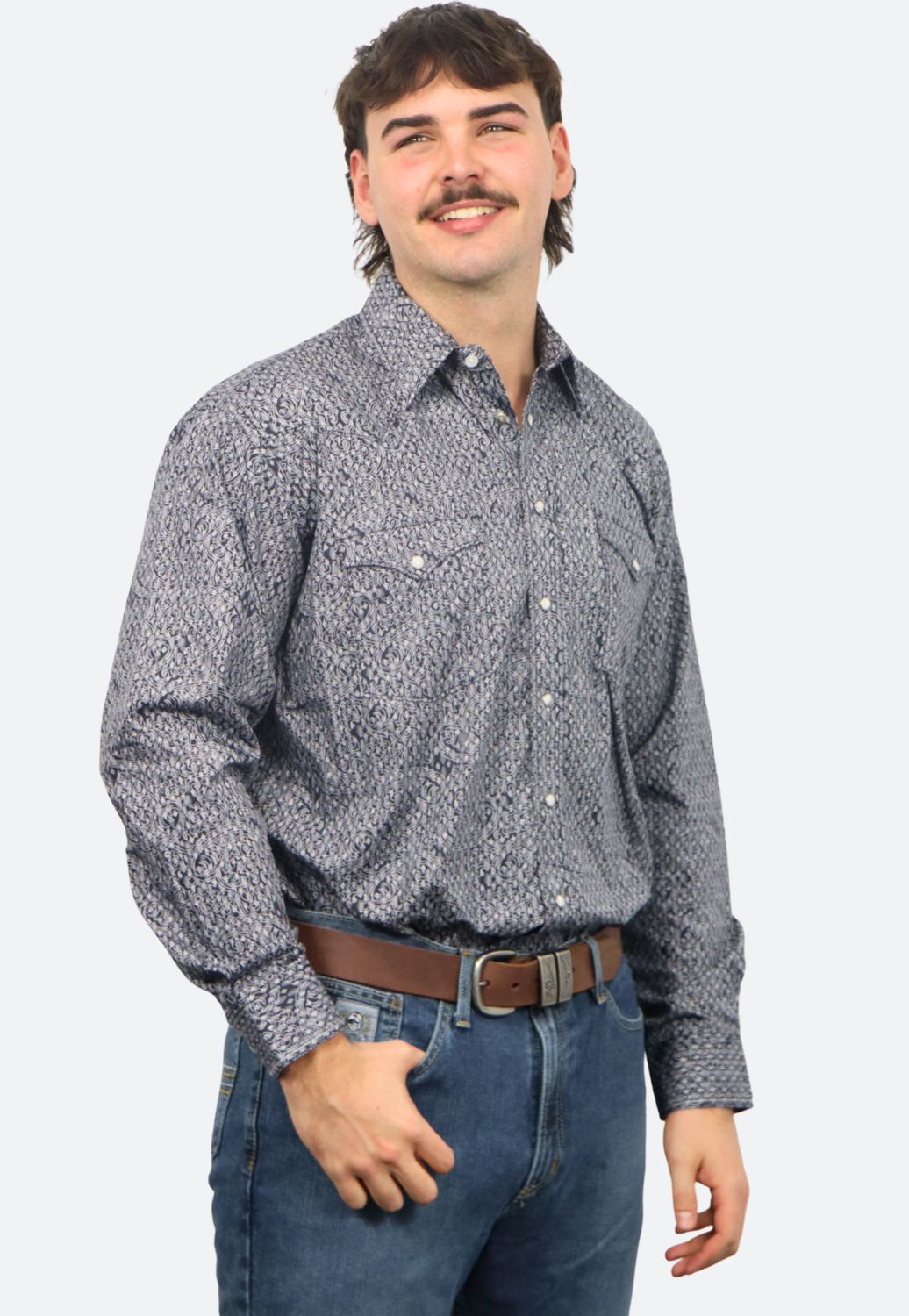 Rough Stock Mens Snap Long Sleeve Shirt